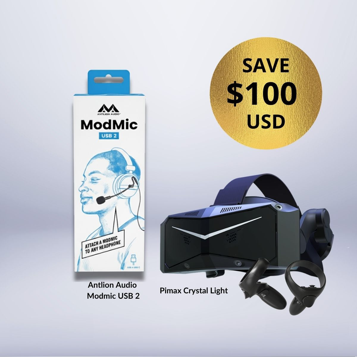 حزمة Pimax Crystal Light مع ميكروفون واقع افتراضي فاخر مجاني