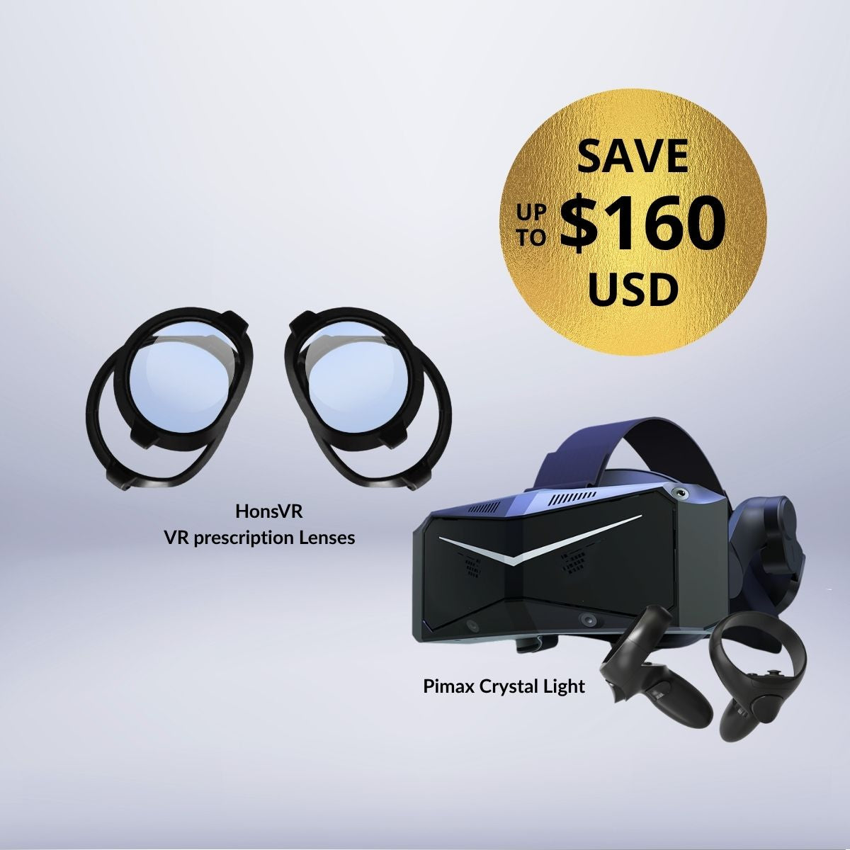 حزمة Pimax Crystal Light + عدسات HonsVR طبية مجانية