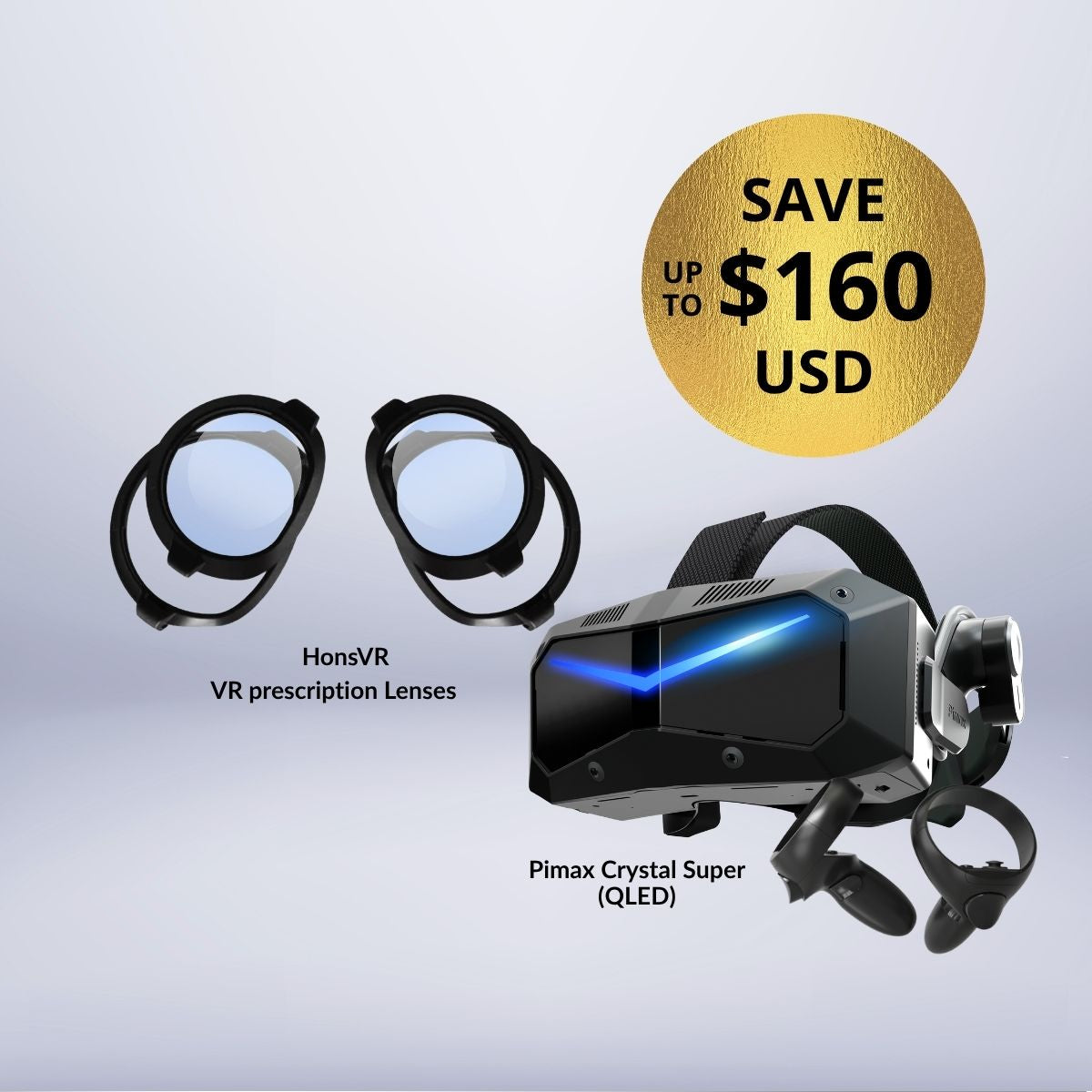 Pimax Crystal Super + حزمة مجانية من العدسات الطبية للواقع الافتراضي