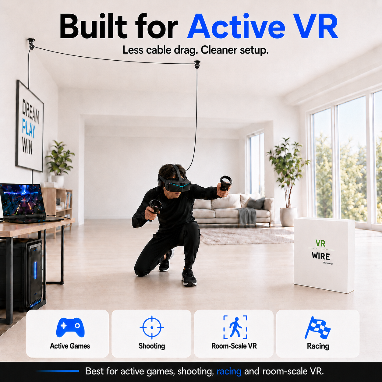 Pimax Crystal Super + حزمة مجانية لإدارة كابلات الواقع الافتراضي